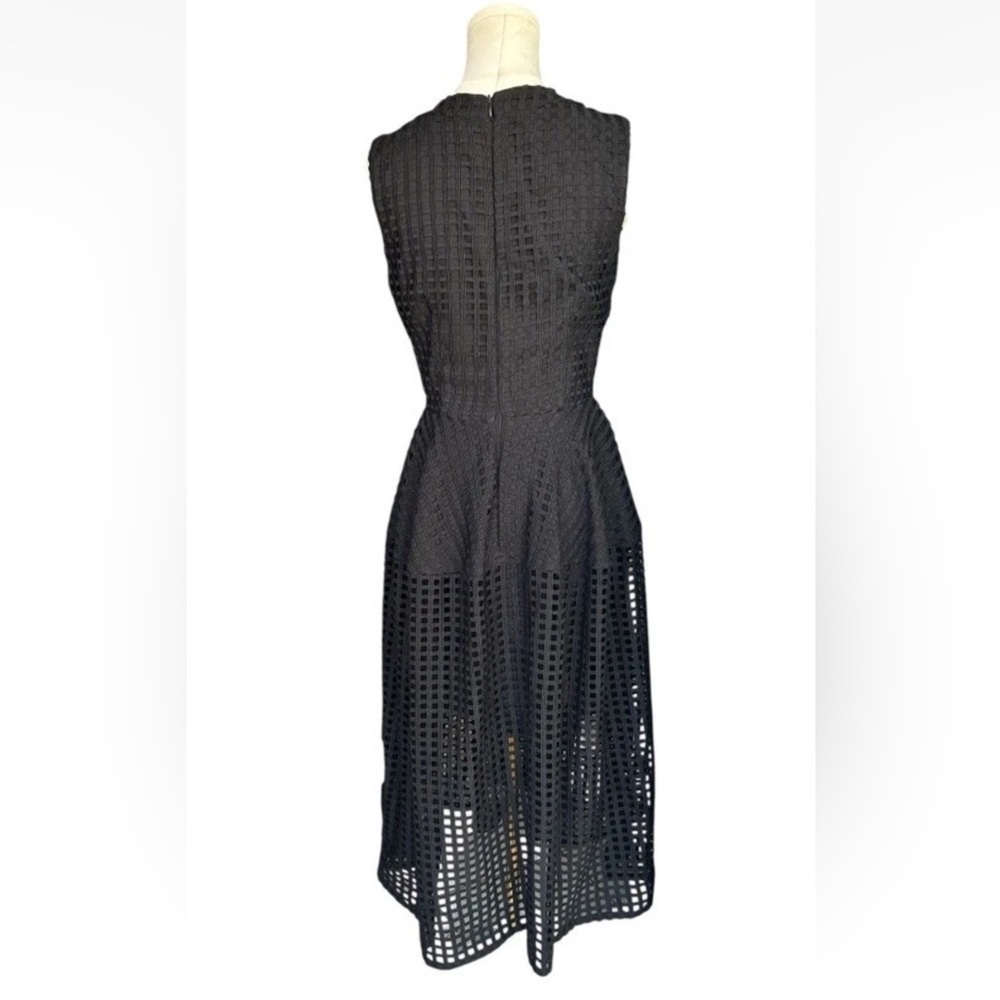 Nicholas Black Grid Lace Deep V Ball Midi Dress Size US 4 - Picture 10 of 13